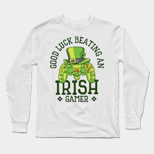 St. Patrick's Day Gaming Shamrock Gamer Video Games Long Sleeve T-Shirt